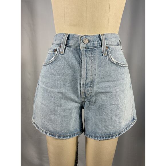 Agolde 'Parker' Blue Long Denim Jean Short Size 26 - NWT - Picture 2 of 6